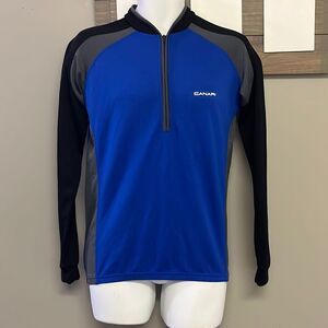 Canari San Diego Blue/Black/Gray Cycling 1/2 Zip Up Long Sleeve Jersey- Medium